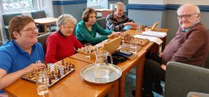 Lea Ryan, Eleanor Tew, Irene Elbourn and Tony Elbourn in a How Good is Your Chess session with Gerry Walsh