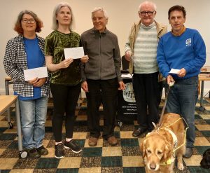Challengers joint 3rd: Gill Smith (L), Abi Baker (2nd L), John Osborne (R, with Vixen)